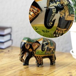 Indian Home Decor | Wooden Elephant Pair (Hand-Painted, Multicolor)